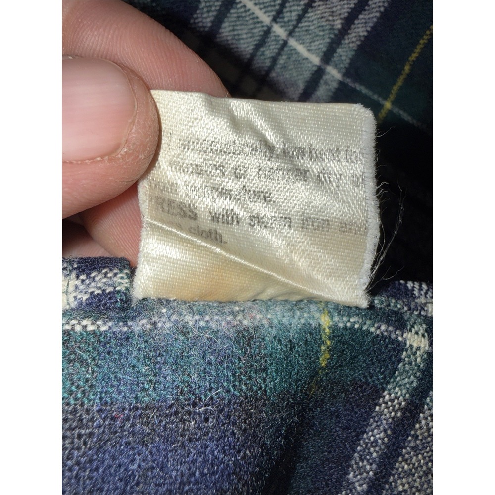 Pendleton VTG 100% Wool Board Shirt Long Sleeve Blue Green Large L Plaid Western - Picture 8 of 16